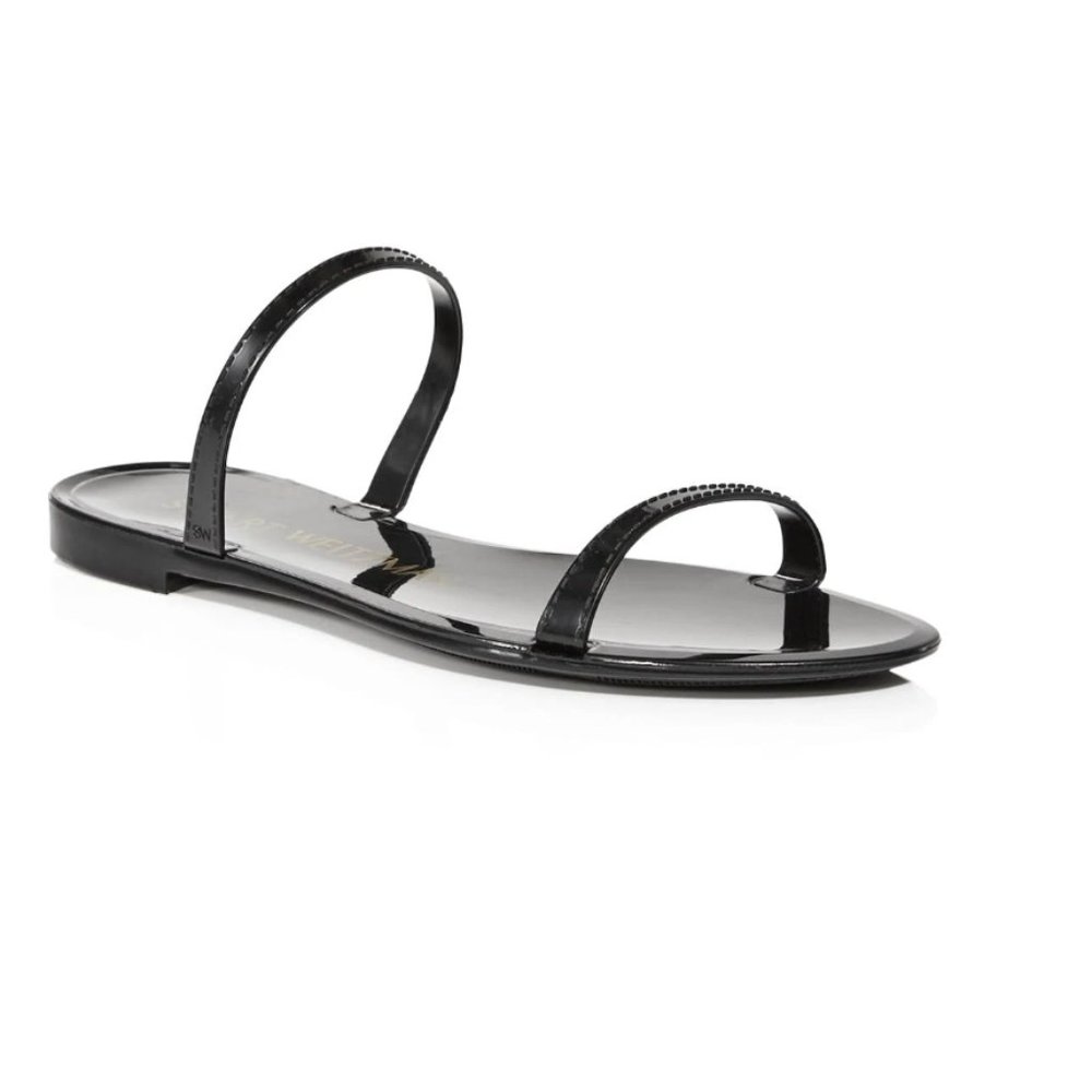 Stuart Weitzman Sawyer Black Jelly Slides